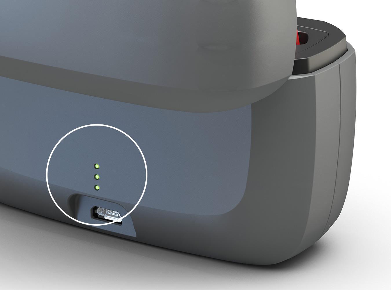 Caricatore di ReSound LiNX Quattro che indica lo stato della batteria