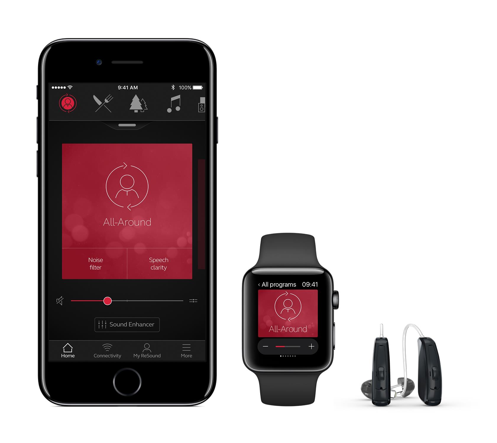 iPhone en Apple Watch  met ReSoudn Smart 3D app